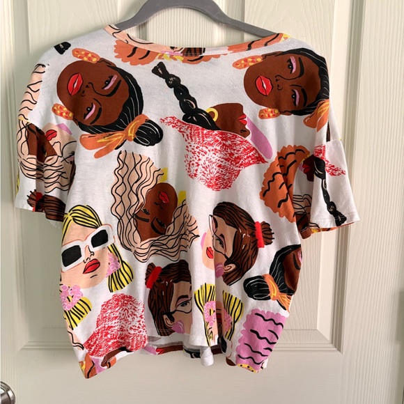 Zara Tops - Zara White Short Sleeve Tee with Colorful Face Print